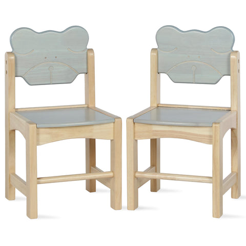 Chairs, Solid Wood, Set of 2 (22" x 11.4" x 11.4" per chair) - Natural - N/A