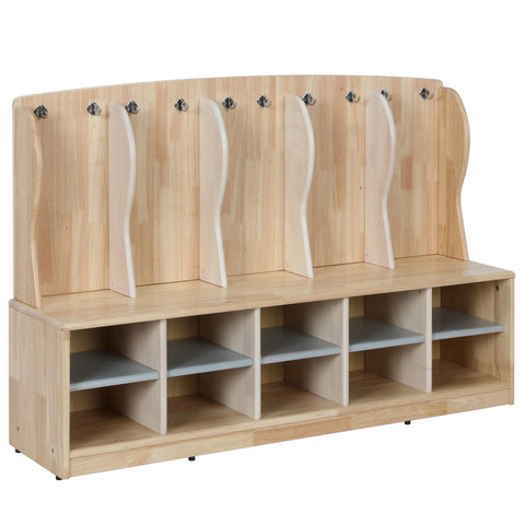 Locker, Coat Cubby, Solid Wood, (32" x 47.25" x 12") - Natural - N/A