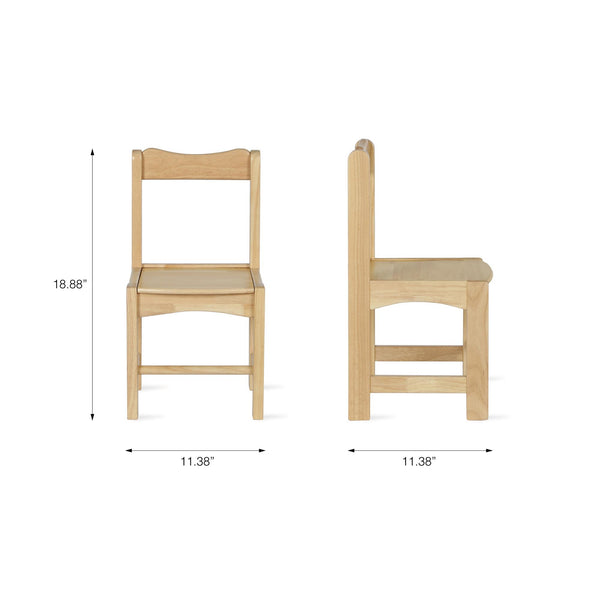 Chairs, Solid Wood, Set of 2 (22" x 11.4" x 11.4" per chair) - Natural - N/A