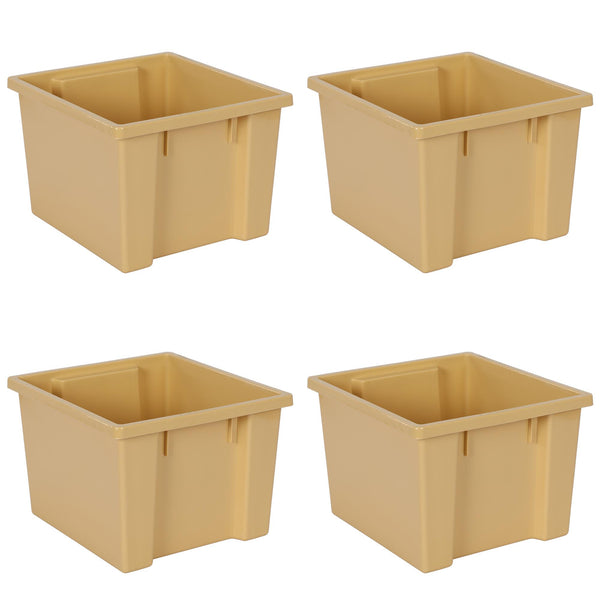 Storage Bin, Large, Polypropylene, Set of 4 (4.5" x 10.3" x 11" ea) - Natural - N/A