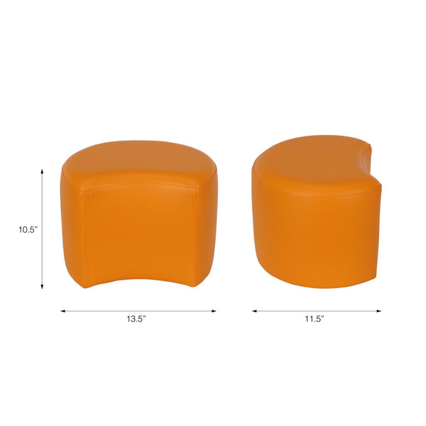 Ottoman, Crescent, Upholstered, 4 pc (10.5" x 13.5" x 11.5" ea) - Orange - N/A