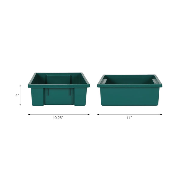 Storage Bin, Small, Polypropylene, Set of 4 (4" x 10.3" x 11" ea) - Green - N/A