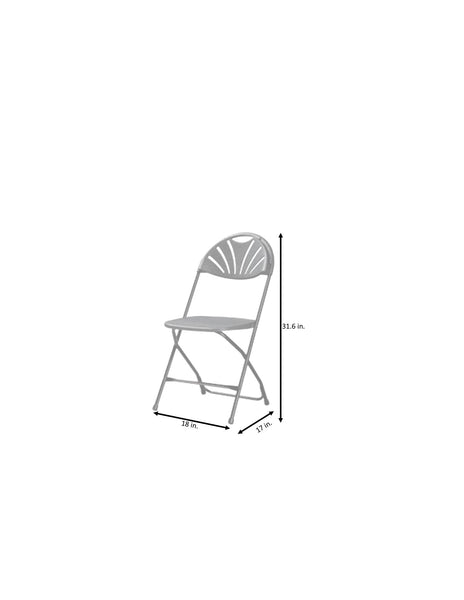 ZOWN Classic Banquet Resin Stacking Folding Chair with Fanback - Black - 8-Pack