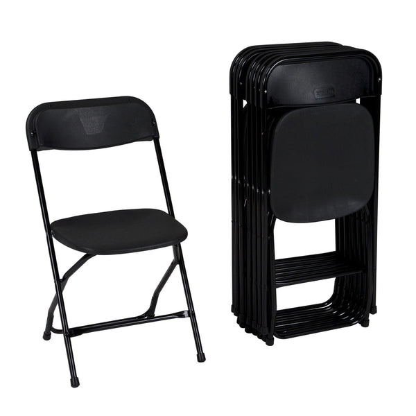 Banquet Resin Stacking Folding Chair - Black - 8-Pack
