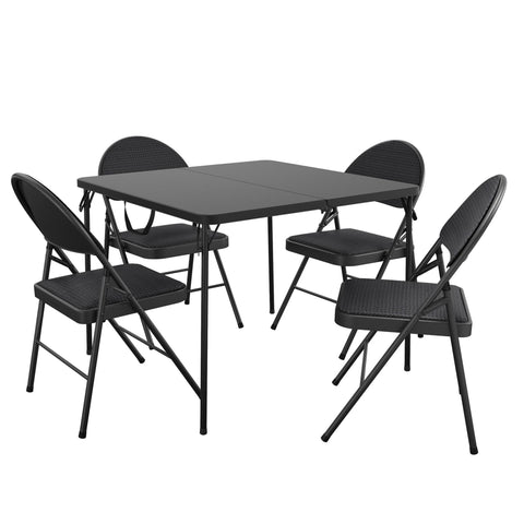 BRIDGEPORT Big & Tall 5-Piece Folding Table & Comfort Fabric Folding Chair Set